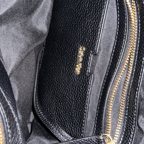 Calvin Klein Black Pebbled Leather Tote Bag Gold Hardware Shoulder Purse - Picture 12 of 17